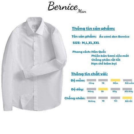 Áo sơ mi nam trơn không nhăn, áo sơ mi công sở Hàn Quốc BERNICE | BigBuy360 - bigbuy360.vn