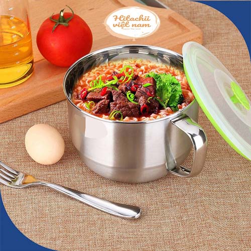 Ca Nấu Mì Chống Dính, Nồi Lẩu Mini Cầm Tay, Nấu Cơm Đa Năng Có Tay Cầm 1,8L Kèm Giá Hấp Tiện Lợi