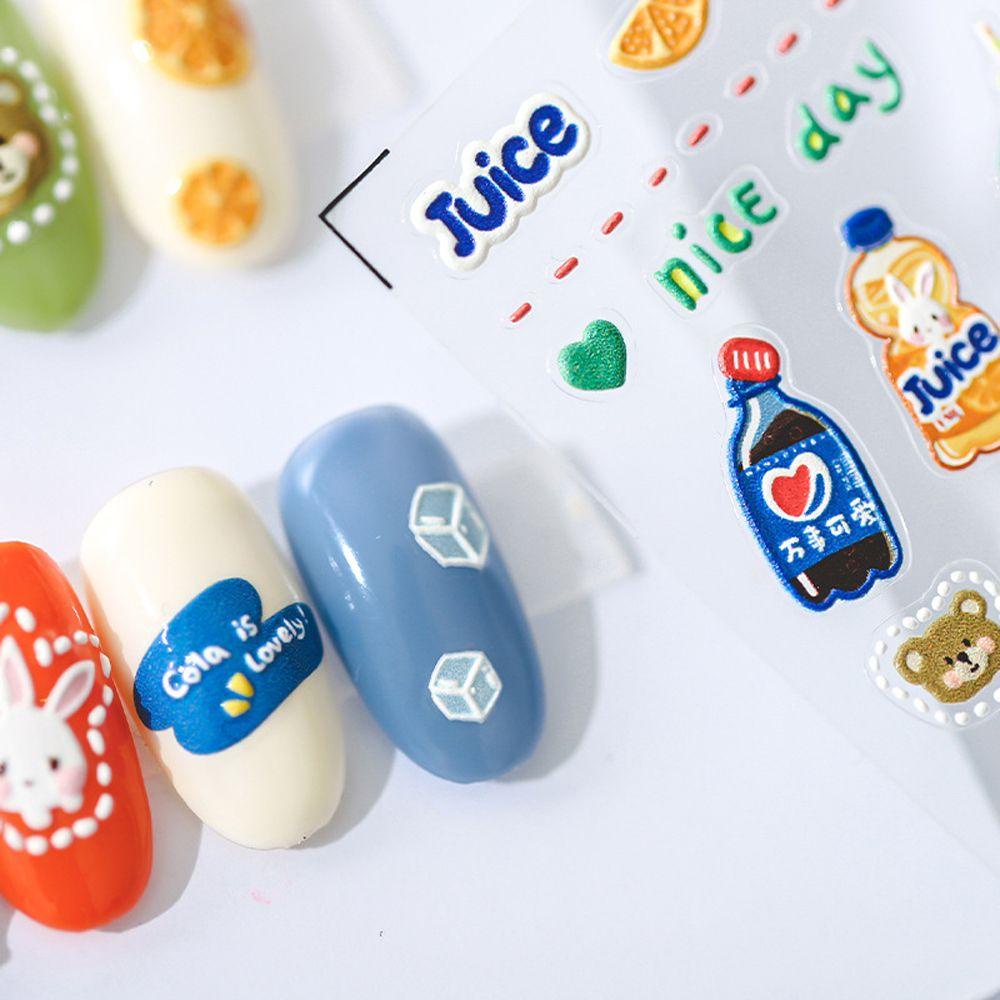 LILYES Miếng Dán Trang Trí Móng Tay Tự Dính Họa Tiết Hoạt Hình Gấu Pooh 5D Dễ Thương