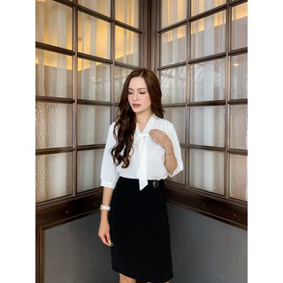 Áo sơ mi lụa cổ nơ SEFA tay lỡ