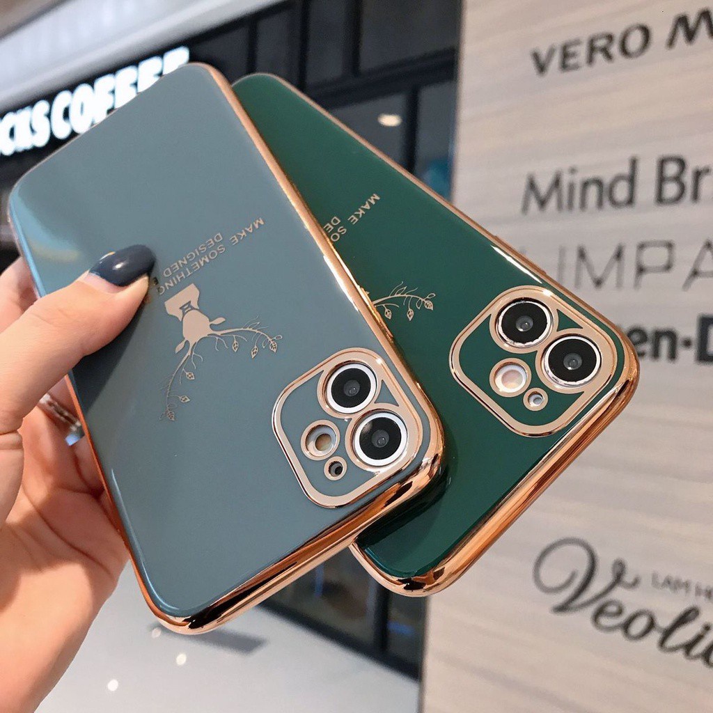 Ốp điện thoại silicon mạ chống rơi hình đầu hươu Milu1 cho iPhone 7 8+ SE X XS XR XSMAX 11 11pro 11promax 12 12promax