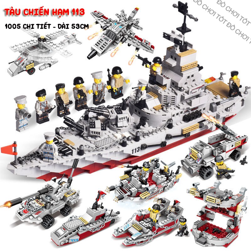 BỘ ĐỒ CHƠI LEGO TÀU CHIẾN QUÂN SỰ KHỔNG LỒ, LEGO CHIẾN HẠM TUẦN TRA HẢI QUÂN 1005 MẢNH GHÉP