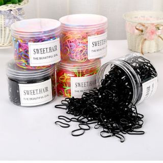 SET HỘP 500 CÁI THUN CỘT TÓC BÍNH ĐỦ MÀU