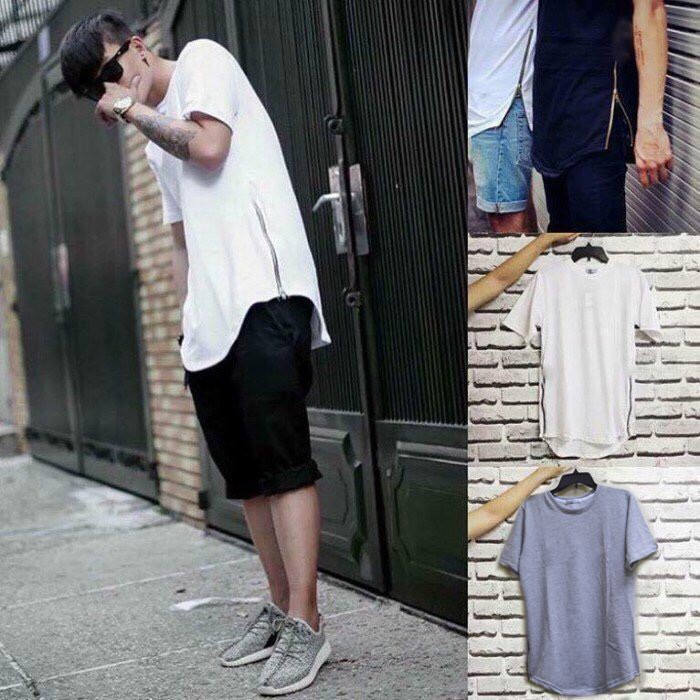 Áo Thun Unisex Zip 2 bên có dây lai bầu | BigBuy360 - bigbuy360.vn