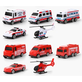 Set xe và máy bay đồ chơi cứu hỏa, cứu thương