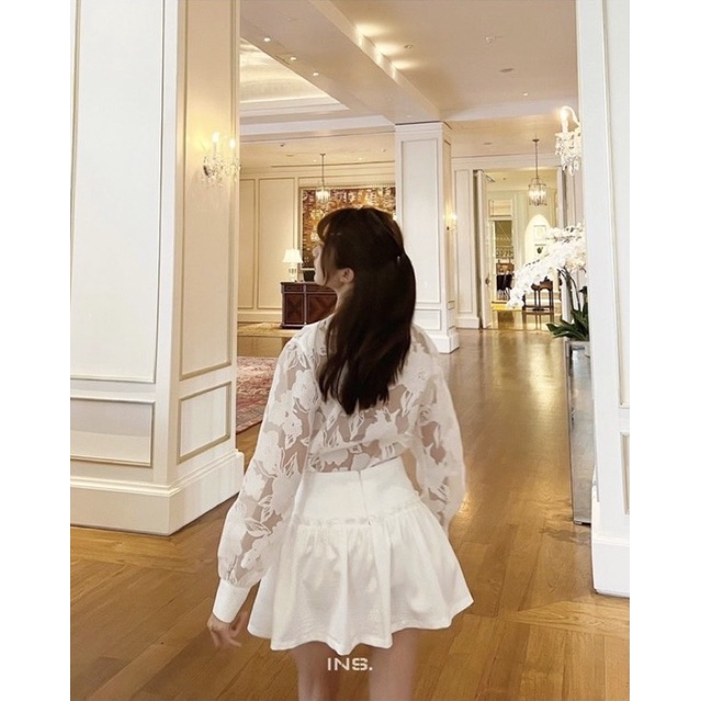 SET ÁO BBD HOA NỔI TAY + CHÂN VÁY VIỀN BÈO