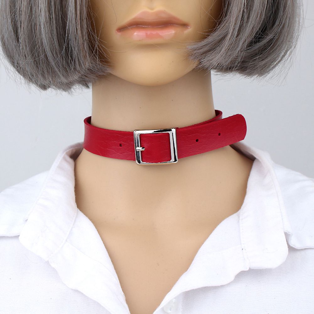 Vòng Choker Da Pu Màu Trơn Cá Tính Cho Nữ