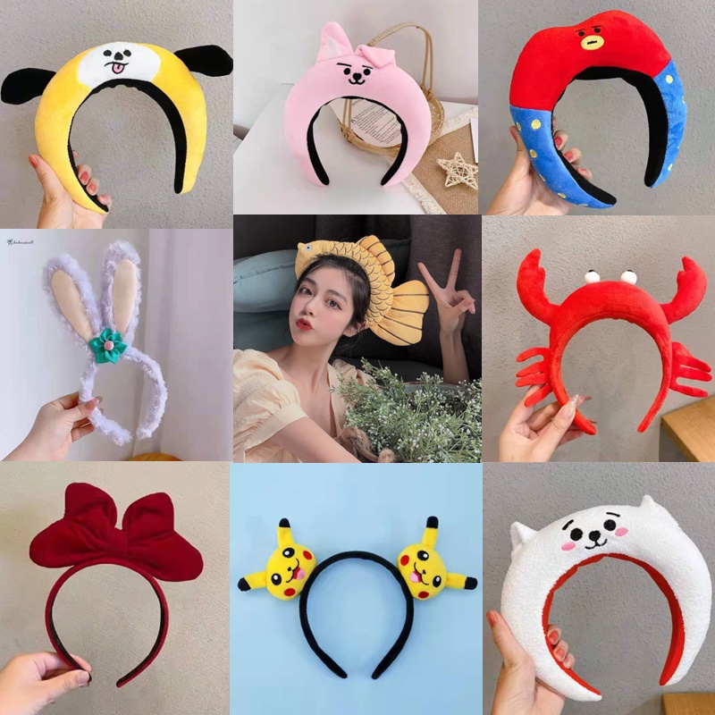 (Giao hàng 24h) BT21 Băng đô hình động vật siêu dễ thương và siêu dễ thương băng đô nữ rửa mặt phù hợp đi chơi mạng vui nhộn màu đỏ cô gái Mori ngọt ngào Băng đô búp bê ba chiều hài hước Băng đô hình động vật dễ thương phong cách Hàn Quốc cho bé
