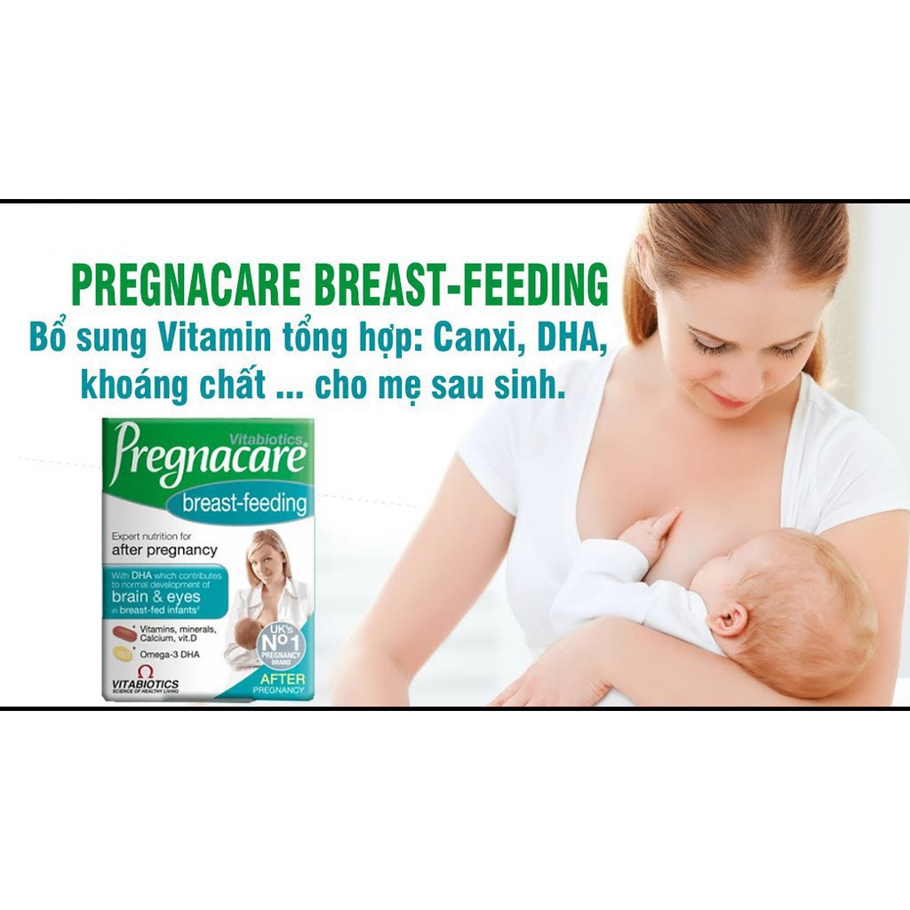 Vitamin tổng hợp cho mẹ sau sinh giúp lợi sữa và tăng cường đề kháng Pregnacare Breast-feeding của Anh