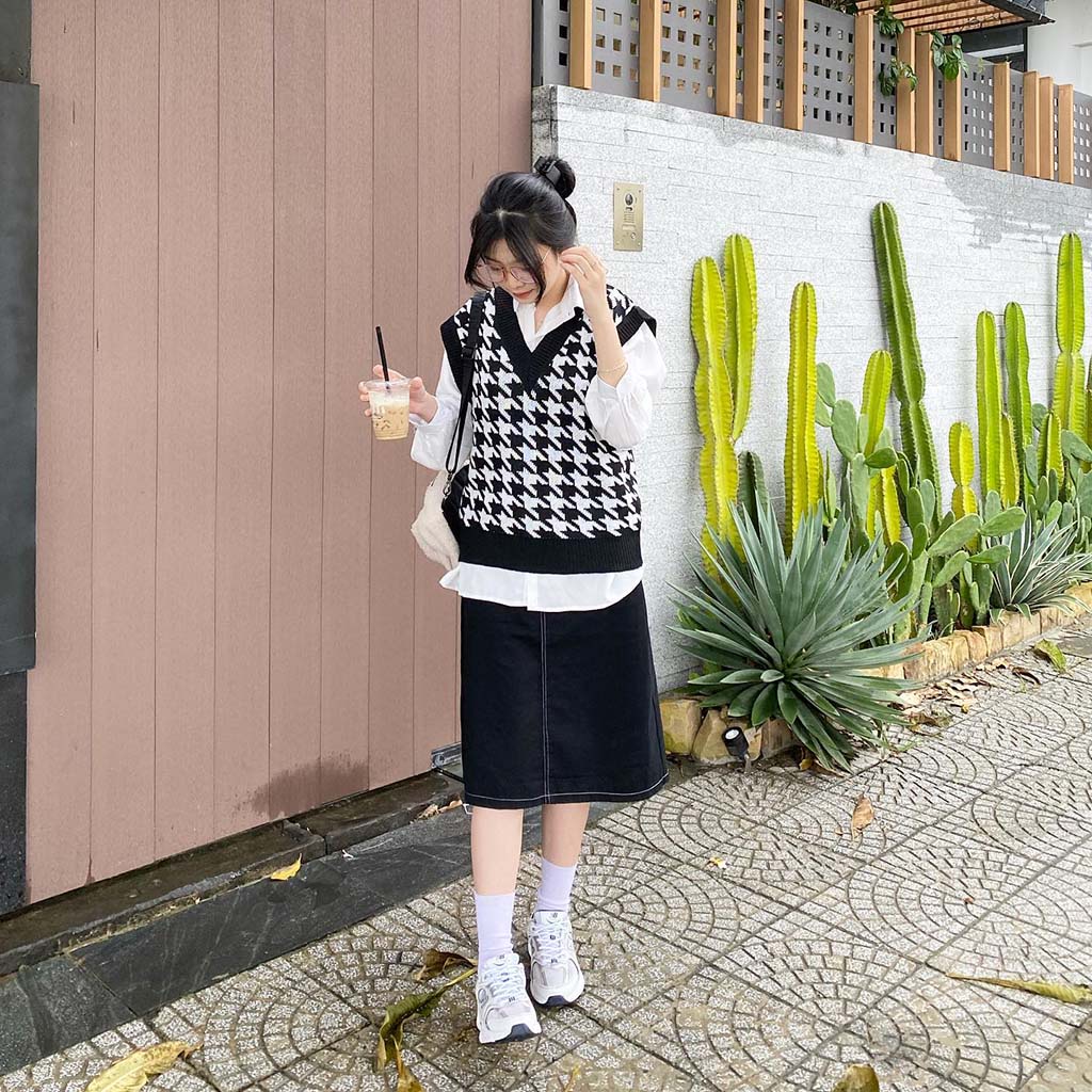 Chân Váy Chữ A Dài Lưng Cao Nữ Kaki Dày Mềm Ulzzang Chân Váy Cạp Cao Kiểu Dáng Dài Qua Gối Lửng Leevin Store