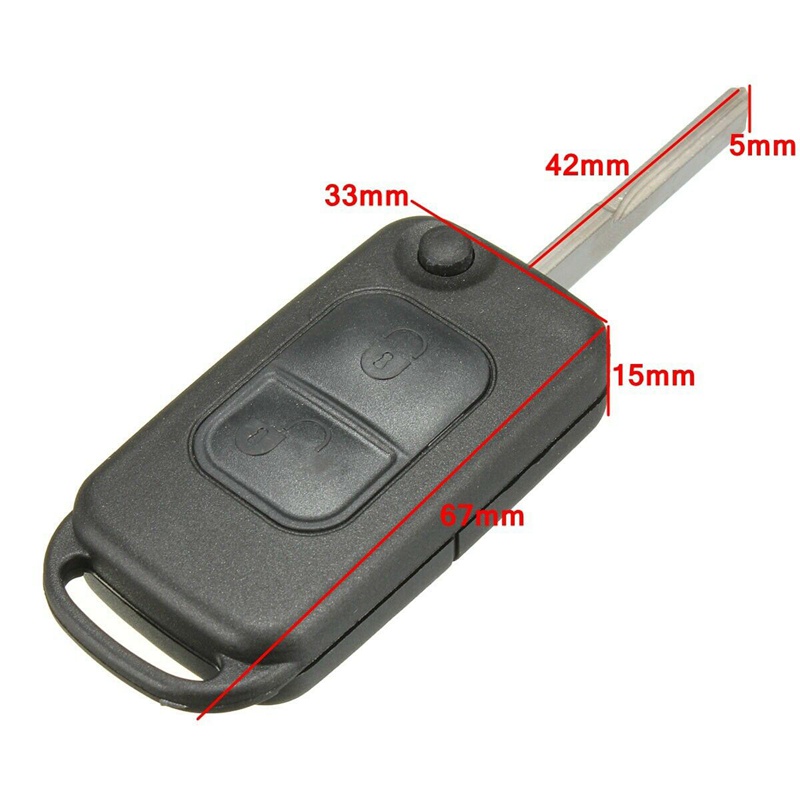 Vỏ chìa khóa điều khiển từ xa 2 nút HU64 Blade FOB cho Mercedes Benz A C E S W168 W202