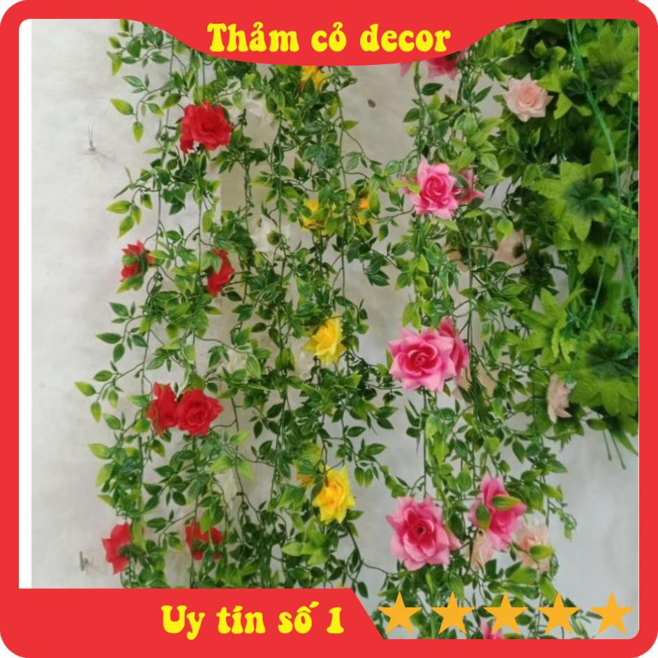 Dây Hoa Hồng Leo Giả, hoa hồng giả cao cấp dài 1m5, decor tường leo nhà, văn phòng, nhà hàng, sự kiện