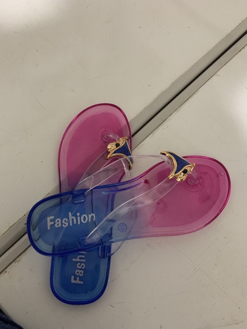 Dép cao su trong 2 màu đính mặt hồ ly SIÊU HÓT CỰC XINH