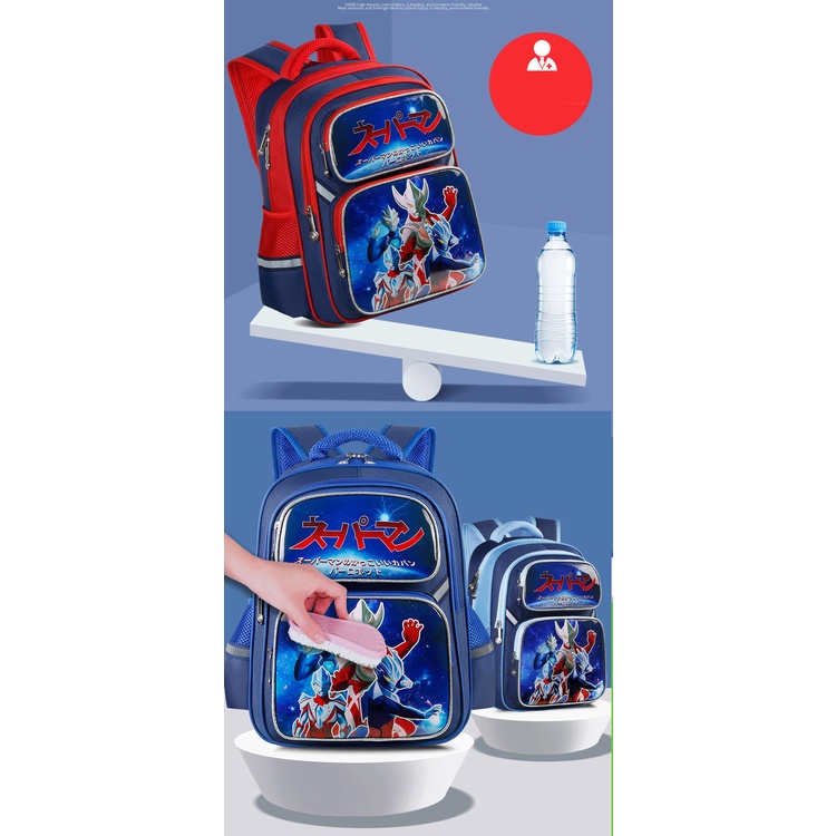 Cặp sách học sinh lớp 1 đến lớp 5 hình siêu nhân, Balo chống gù, chống thấm nước cho bé trai tiểu học cấp 1