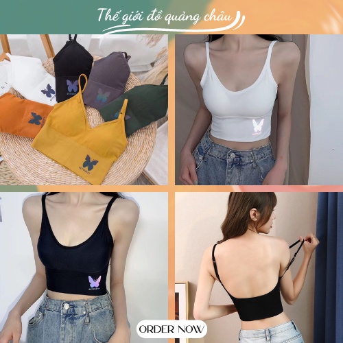Áo Hai Dây In Hình Bướm Dạ Quang Có Mút Đệm Có Thể Điều Chỉnh Kích Cỡ Cho Nữ ! (AT22)