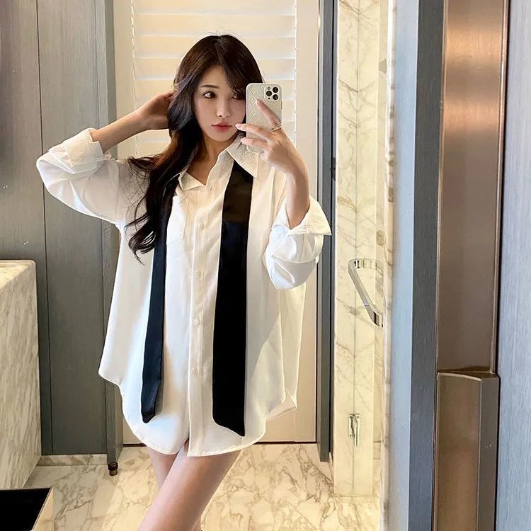 Jiashucheng Áo Sơ Mi Trắng Thiết Kế Đơn Giản Phong Cách Phương Tây Thời Trang Xuân Thu Mới Cho Nữ