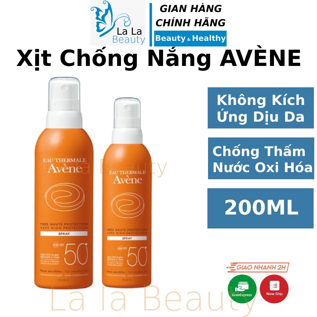 Xịt chống nắng AVÈNE Spray SPF 50 Body toàn thân 200ml cho da dầu nhạy cảm hỗn hợp chống nước không trôi La La Cosmetic