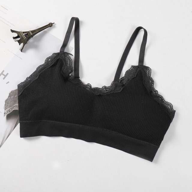 Bralette thun viền ren