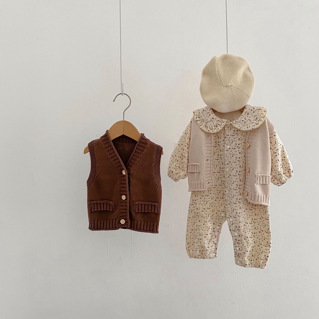 Bộ Áo Liền Quần Cotton Dài Tay Cổ Búp Bê Hở Toàn Diện Thời Trang Mùa Thu Thoải Mái Cho Bé Gái 2022