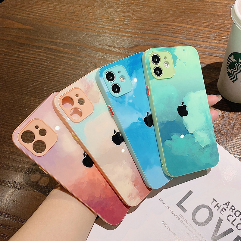 ốp điện thoại Mặt Kính Cường Lực Hình Đám Mây Cho Iphone 11 11pro 11 Pro Max 12 Mini 12 Pro Max 12 Pro