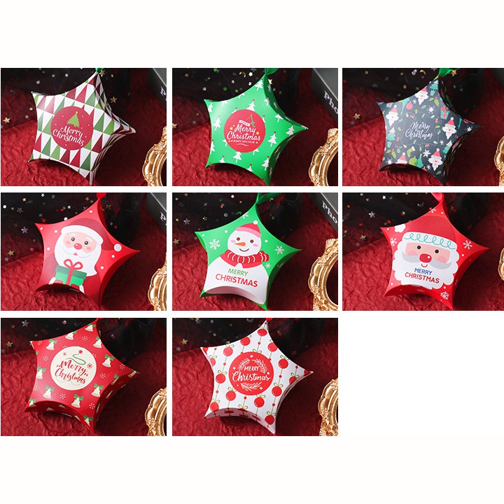 Hộp quà Giáng Sinh phụ kiện trang trí Noel hình ngôi sao ngộ nghĩnh đủ họa tiết màu sắc đa dạng Baby-S - SG008