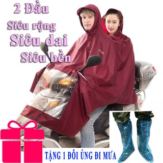 [Quà Tặng Kèm] Áo mưa 2 đầu siêu nhẹ loại trùm Rộng Sơn Thủy Tặng 01 Đôi Ủng đi mưa ( màu ngẫu nhiên)