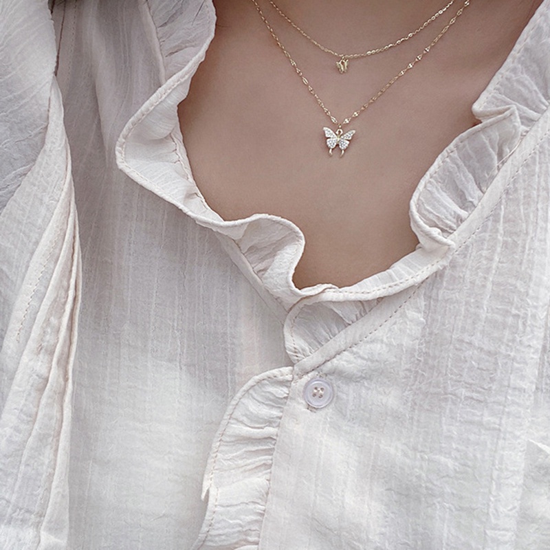 Set 2 Vòng cổ mặt hình bướm đính đá thời trang cho nữ