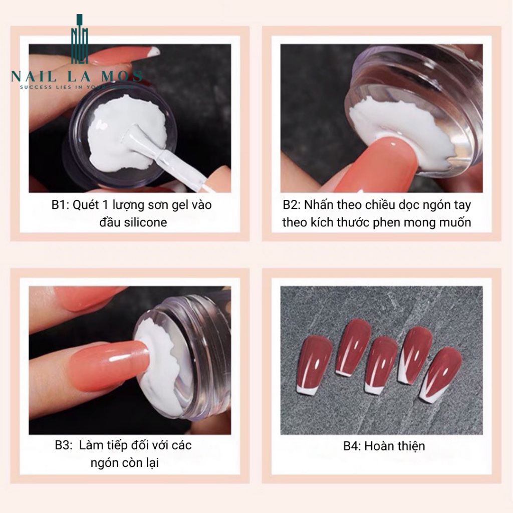 Con dấu in móng tay - đầu in nail silicone tạo phen đầu móng loại 1 trong suốt, chất mềm chuyên dụng(tặng kèm tấm gạt)