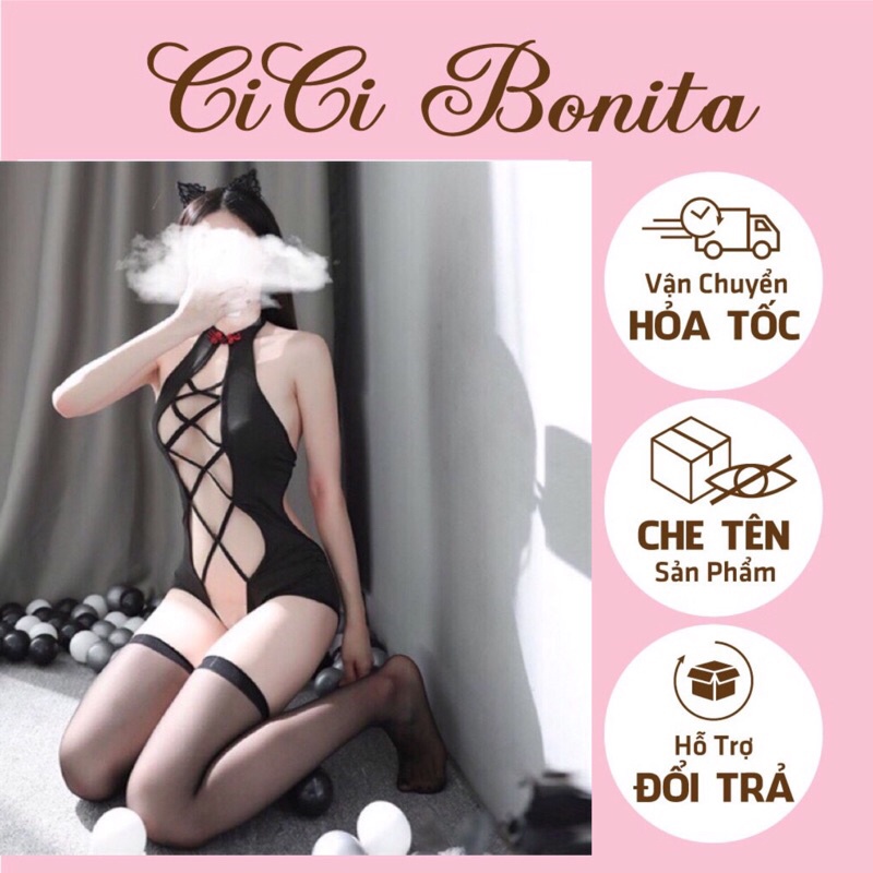 Bodysuit dây đan hở ngực gợi cảm áo liền ôm body CICI BONITA CB04