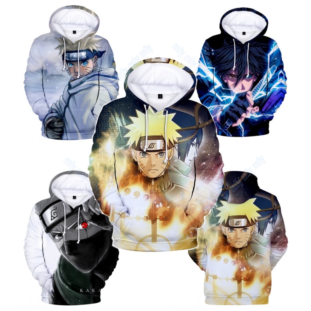 Áo Khoác Hoodie Chui Đầu In Hoạt Hình Naruto Hokage Ninjia Kakashi Hatake Dễ Thương Cho Bé
