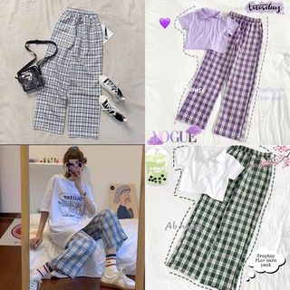 Quần Baggy Nữ, Quần Ống Rộng Caro 4 Màu Túi Mổ Xịn Xò Thời Trang Chất Liệu Kate Cao Cấp Dày Đẹp