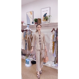 Đồ lam đi chùa nữ sẩm thêu size 40-75kg