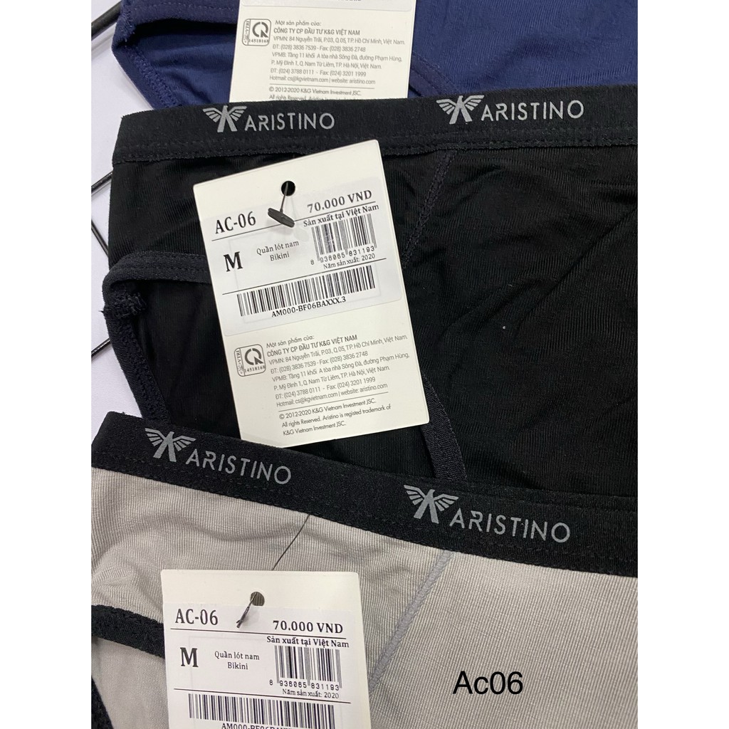 Quần lót nam tam giác cạp nhỏ ARISTINO cotton mềm mát cho người trên 85kg- AC06-AC02