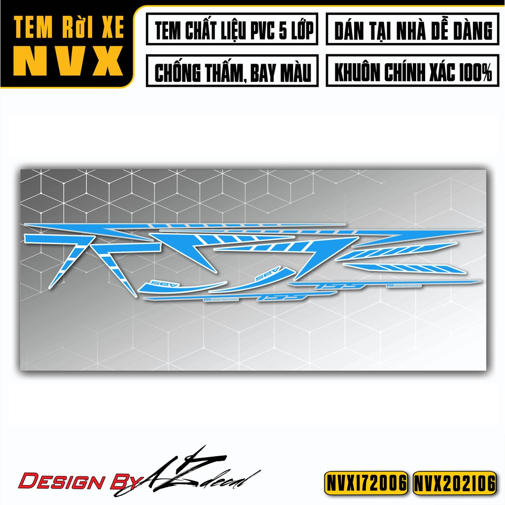 Tem Chỉ Xe NVX 125 - 155 Mới Nhất | NVX06 | Decal Dán Xe NVX 2017 - 2021 Chất Liệu Chống Nước, Dễ Sử Dụng
