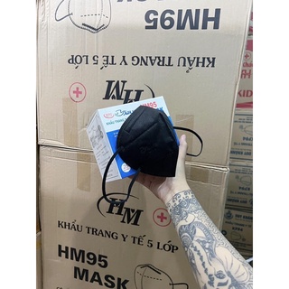 khẩu trang không van hm95 đen có lớp bông kháng khuẩn đến 99% (áp mã giảm giá cho đơn hàng 150k KHAU48 mỗi đơn giảm 10%)