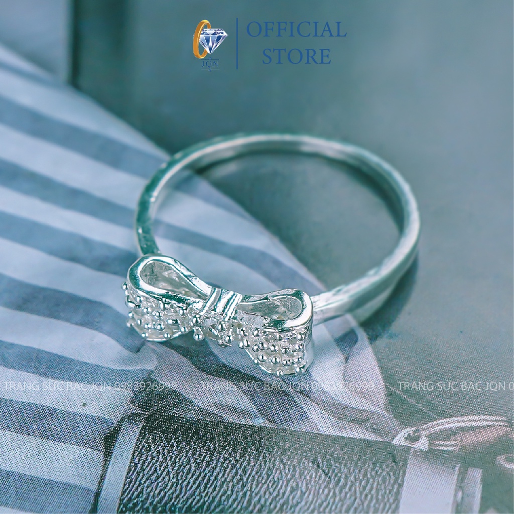 Nhẫn Nữ Bạc JQN Nhẫn Nơ Đính Đá Xinh Xắn N44