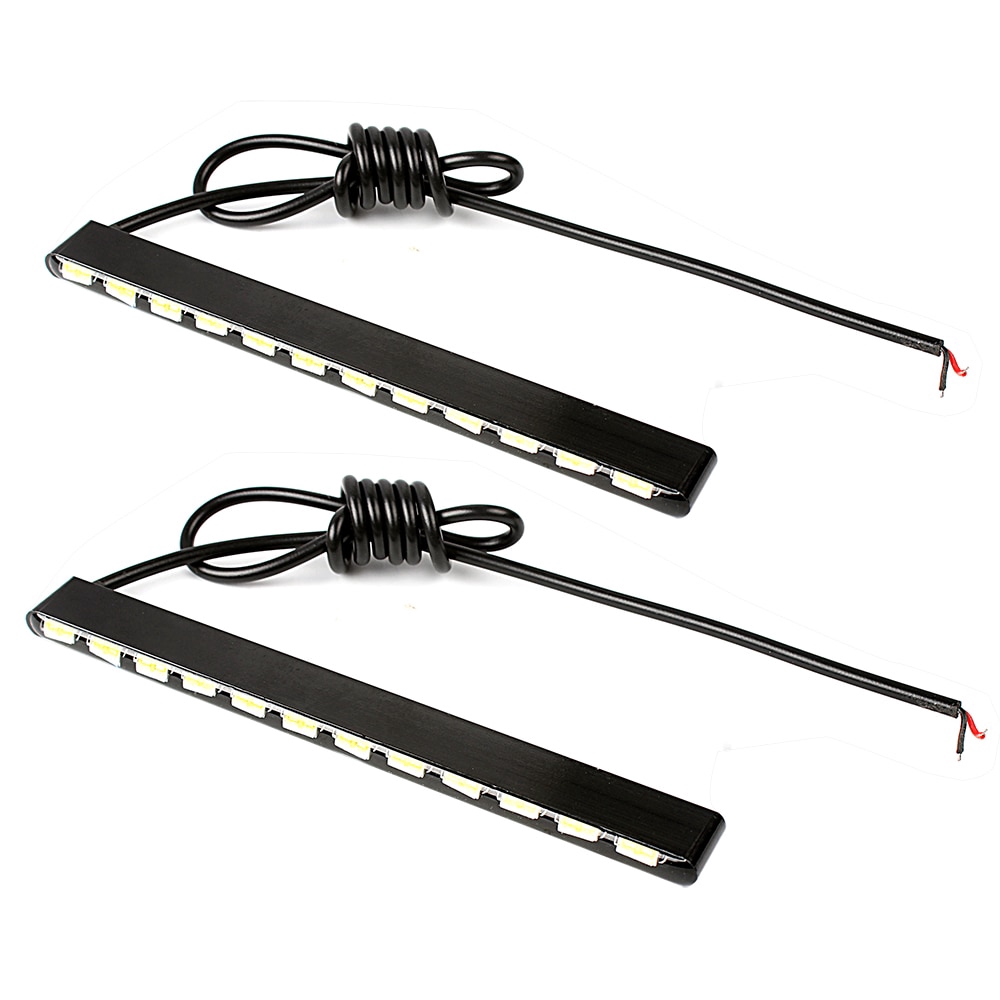 2 Dây Đèn Led 12 Bóng Chip SMD DRL 7030 Tạo Hiệu Ứng Ban Ngày Cho Xe Hơi