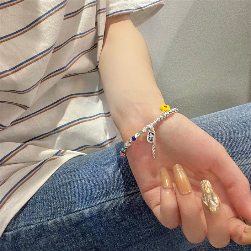Vòng Tay Chuỗi Hạt Pha Lê Hình Vuông Bằng Kim Loại Nhiều Màu Sắc