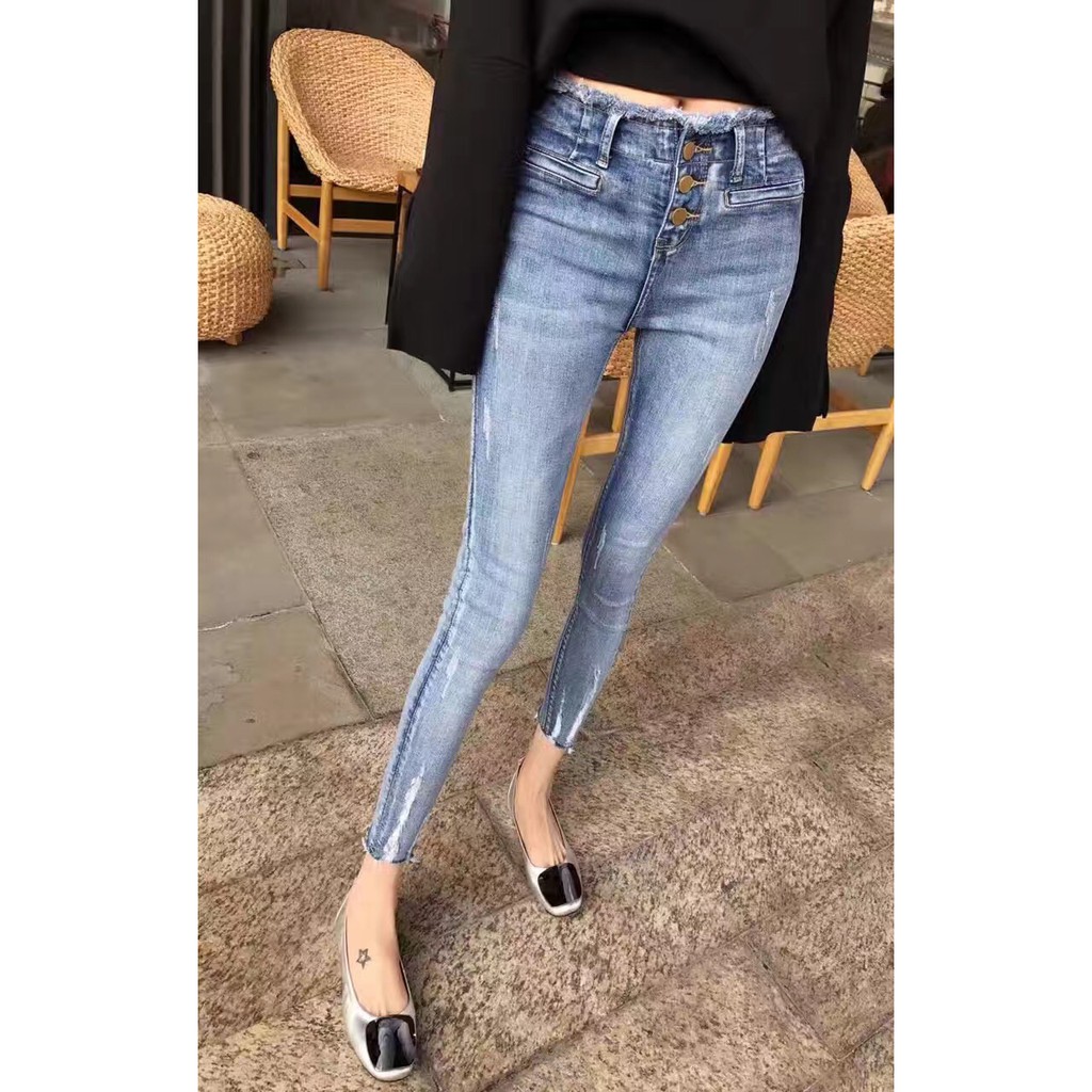 [ẢNH THẬT + VIDEO] Quần Jeans Nữ Rách Siêu Co Giãn Cao Cấp OHS437