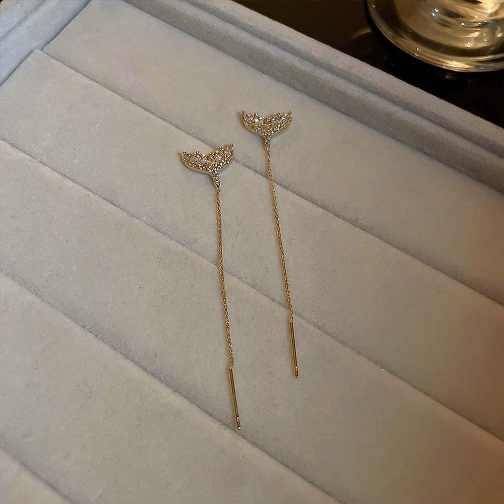 Khuyên Tai Đuôi Cá Dáng Dài Thiết Kế Ngọt Ngào Cho Nữ|Khuyên Tai Phong Cách Hàn Quốc Cho Nữ