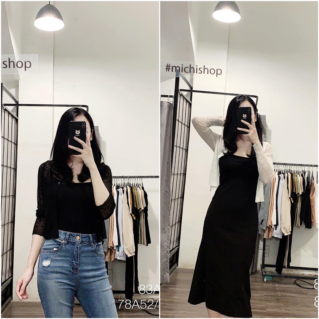 Áo cardigan mỏng dài tay cổ V freesize - 83A13