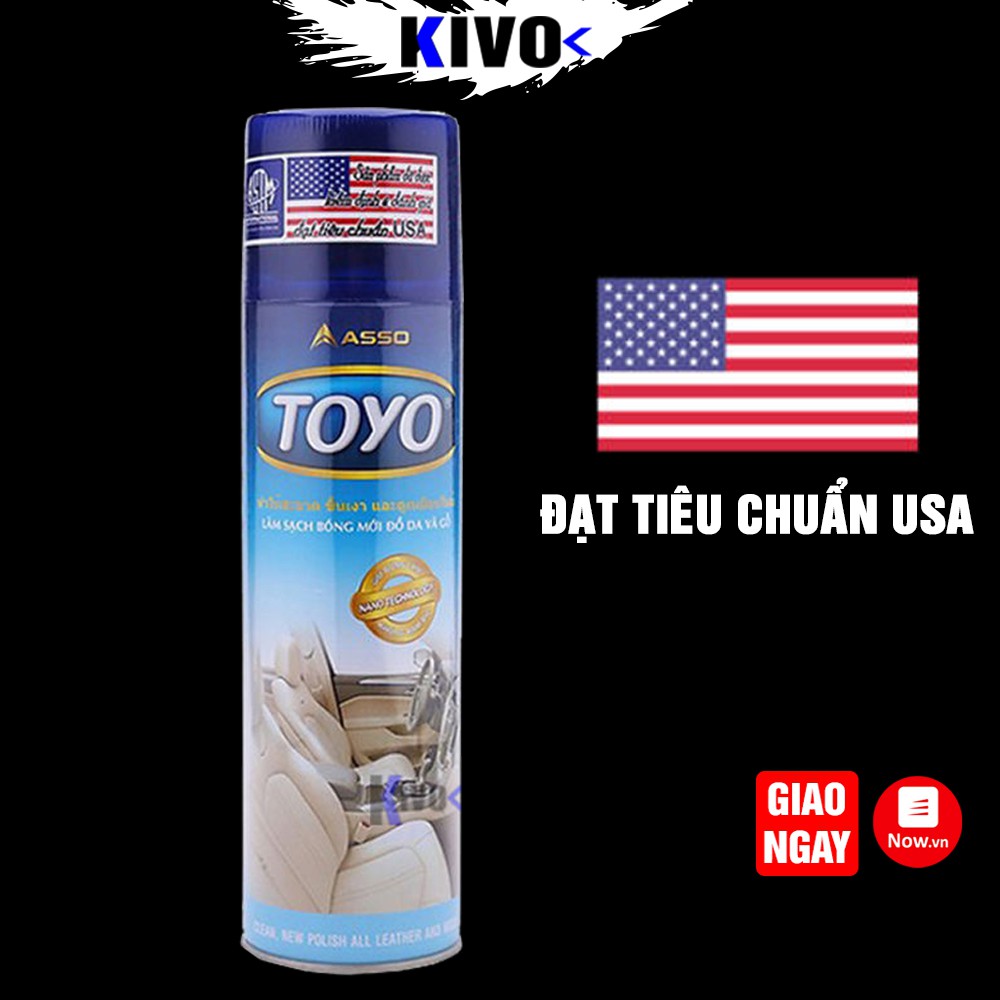 Chai Xịt Bóng Xe Máy TOYO ASSO 500ML - Bình Xịt Nhựa Nhám / Gỗ - Bình Xịt Bóng Da Và Nội Thất Otô - Kivo