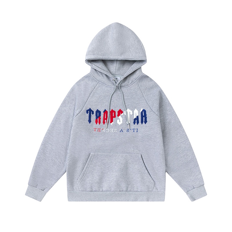 Hàng Bán Chạy - Áo Sweatshirt Lót Lông Cừu Lót Lông Cừu Thêu Hình Khăn Đỏ Xanh Lam-Trapstar Cho Nam Và Nữ