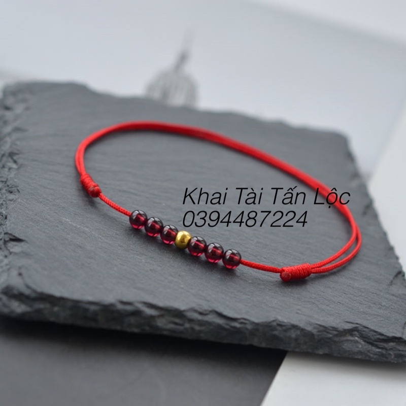 Lắc chân , vòng chân dây chỉ đỏ 6 hạt tài Lộc may mắn