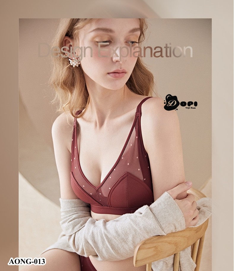 Bộ đồ lót áo ngực và quần lót nữ cao cấp không gọng phối ren AONG-013