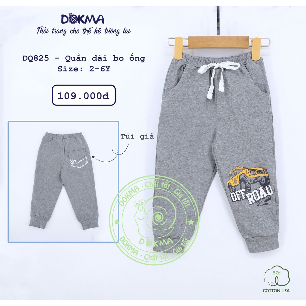 (2-6y) Quần dài bo ống vải cotton mỏng - DOKMA