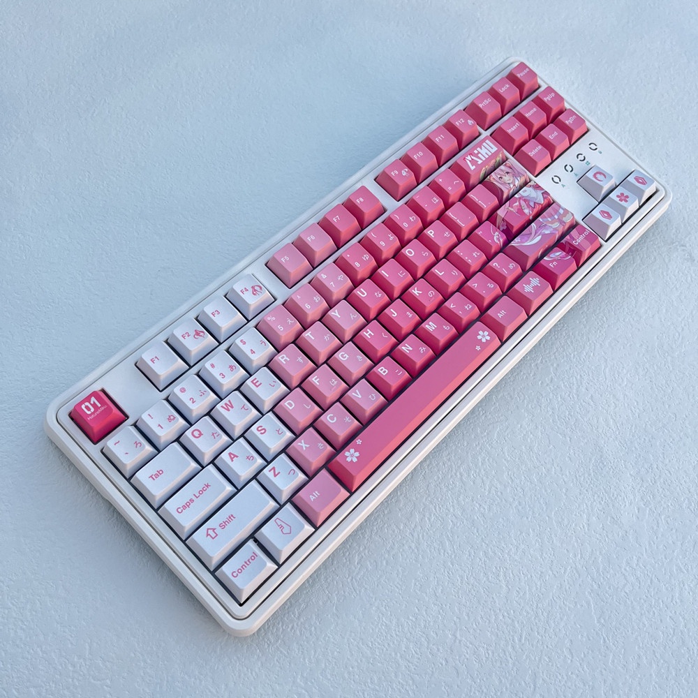 142 Phím Hatsune Miku Keycaps Cherry Profile Pink Anime PBT Dye Sub Bàn phím cơ Keycap Set