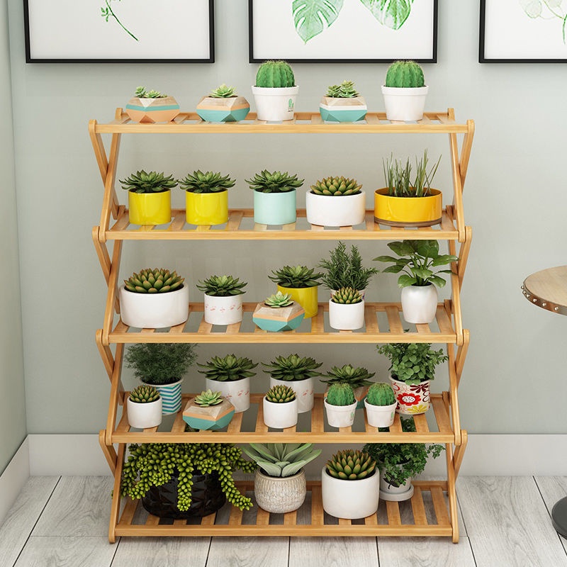 Kệ để chậu hoa cây cảnh gấp gọn tiện dụng, kệ để giày dép đa năng gỗ tre tự nhiên chắc chắn, bền bì
