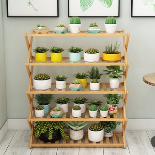 Kệ để chậu hoa cây cảnh gấp gọn tiện dụng, kệ để giày dép đa năng gỗ tre tự nhiên chắc chắn, bền bì