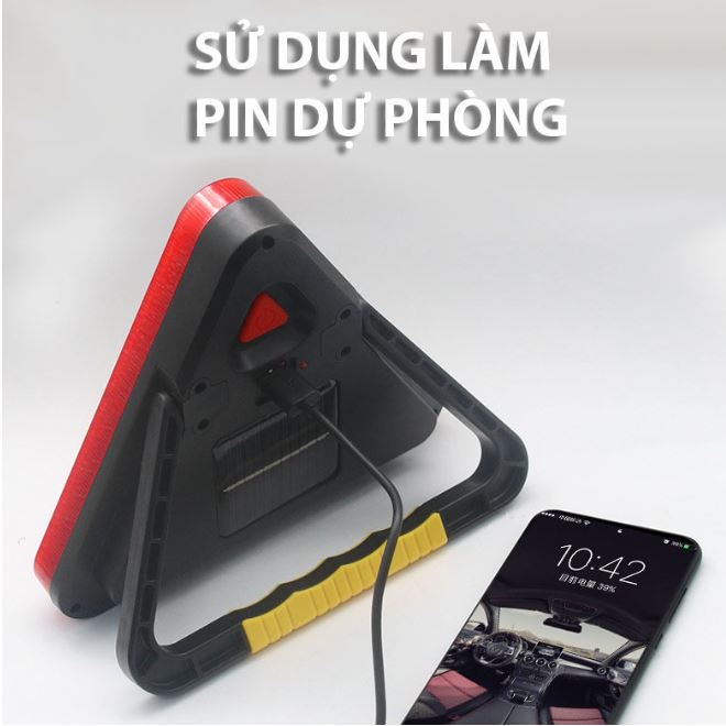 Đèn LED Cảnh Báo Nguy Hiểm Đa Năng Hình Tam Giác Kiêm Pin Sạc Dự Phòng Cho Ô Tô Xe Hơi